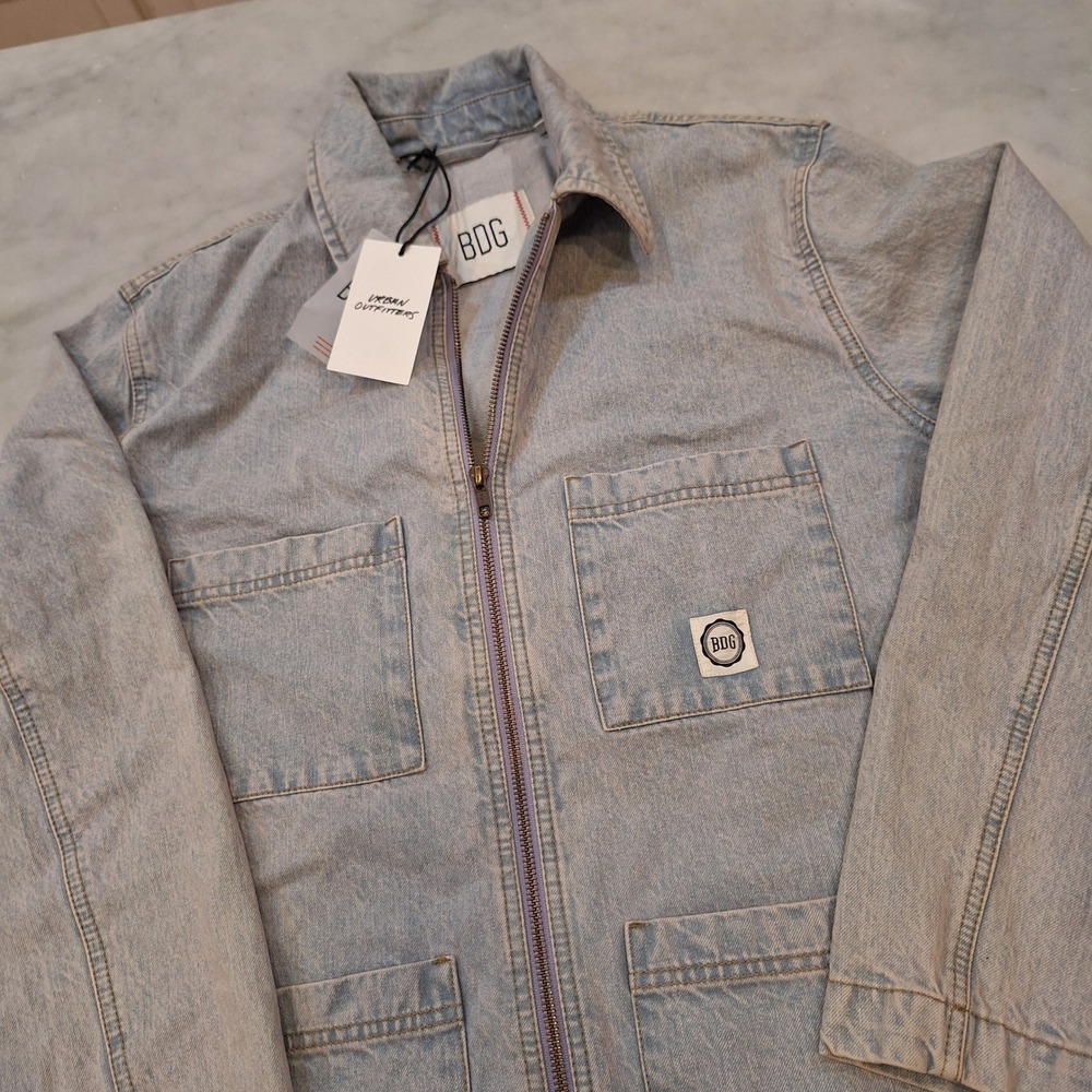 New BDG Denim Chore Jacket Mens M Zip Utility Workwear Urban Outfitters Unisex